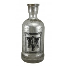 Silver Mercury Glass Skeletal Ribcage Apothocary Bottle 10 Inches Tall   